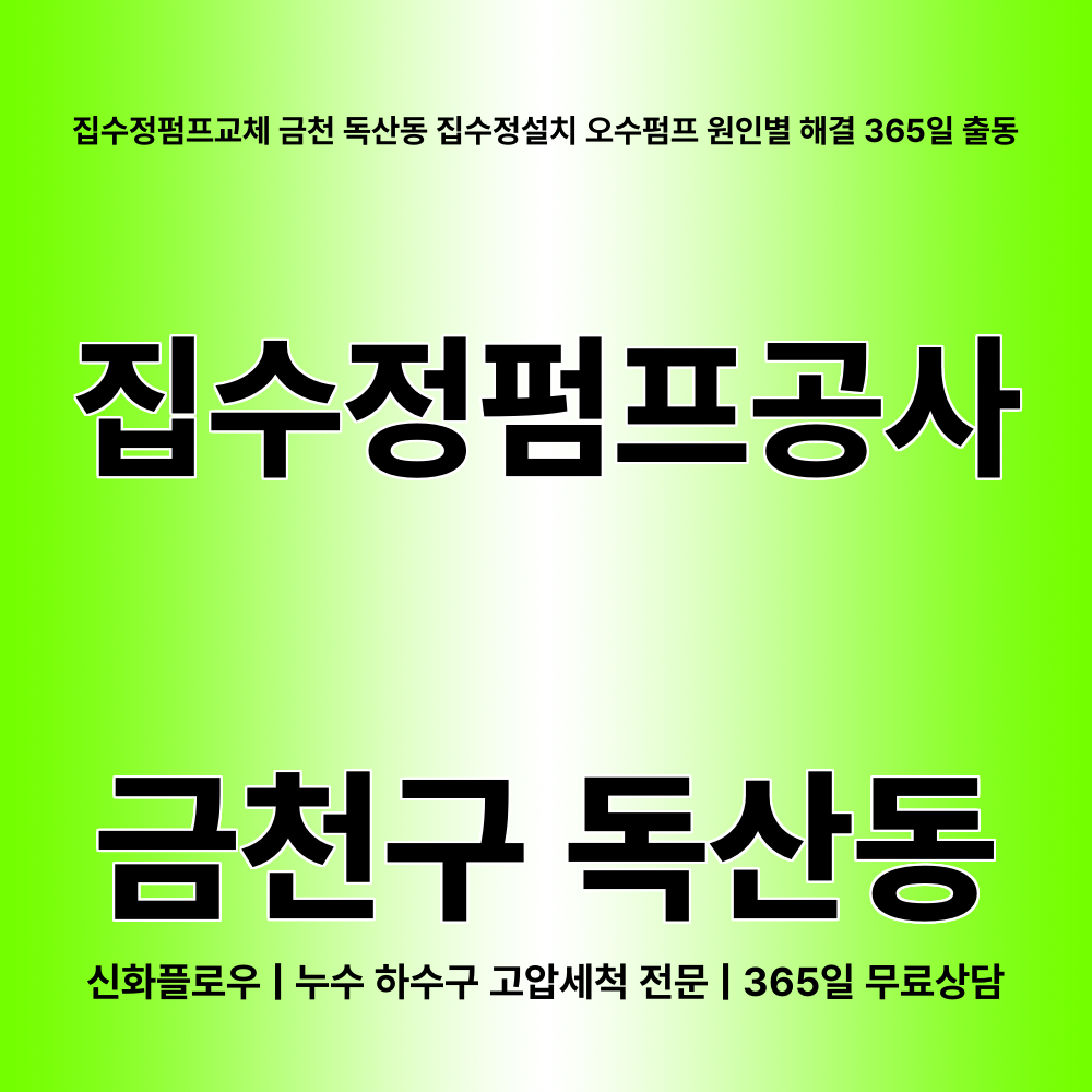금천구 집수정청소펌프교체공사 현장 해결
