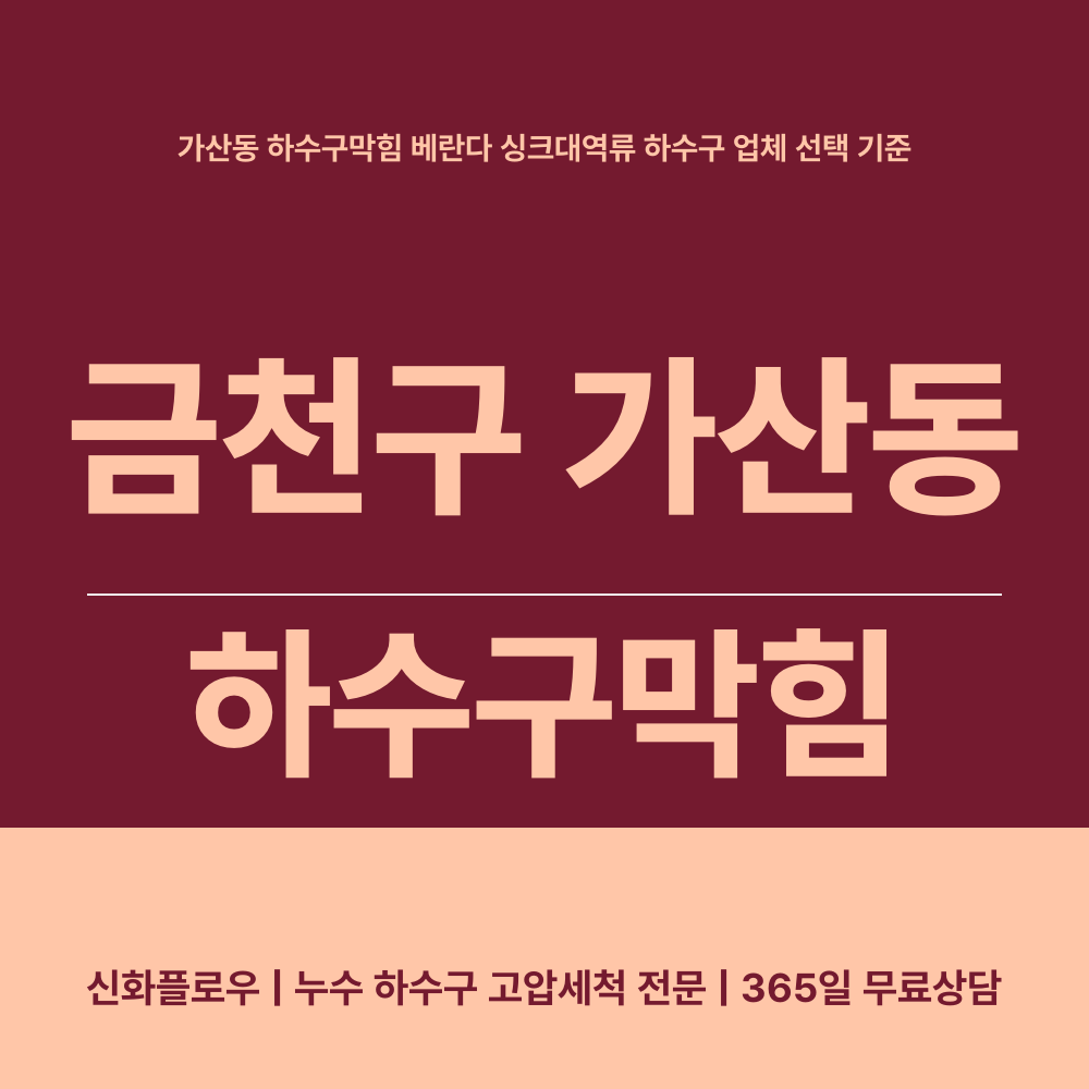 금천구 가산동 하수구막힘 작업 현장