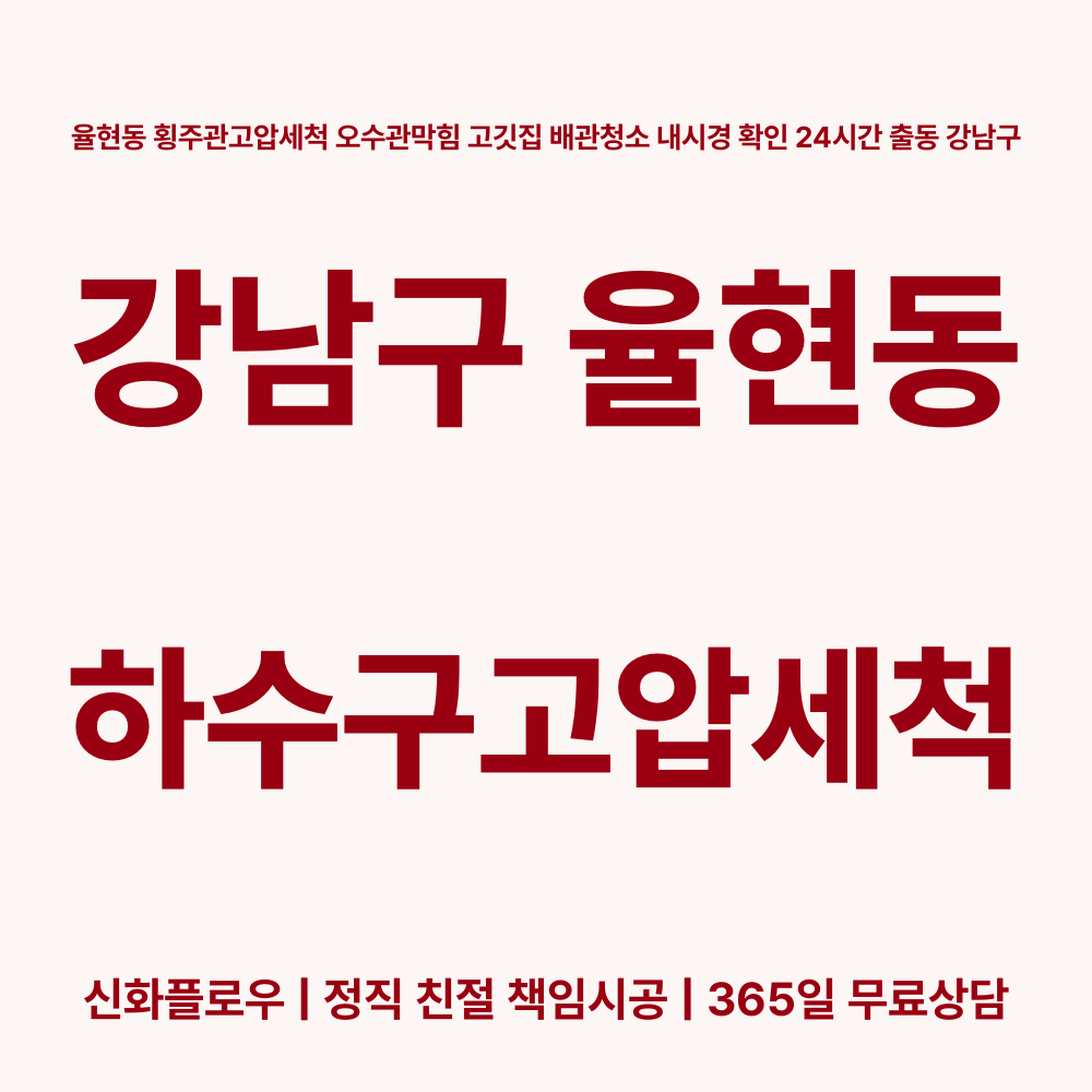 강남구 율현동 하수구고압세척 원인 점검