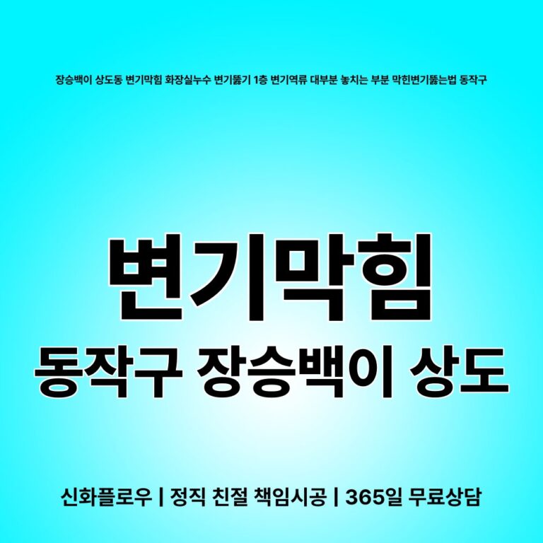 동작구 장승백이 상도 변기막힘 대표 이미지